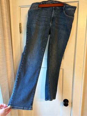 Eddie Bauer “Slightly Curvy Slim Straight” Leg Jeans Dark Blue Wash Women’s 18